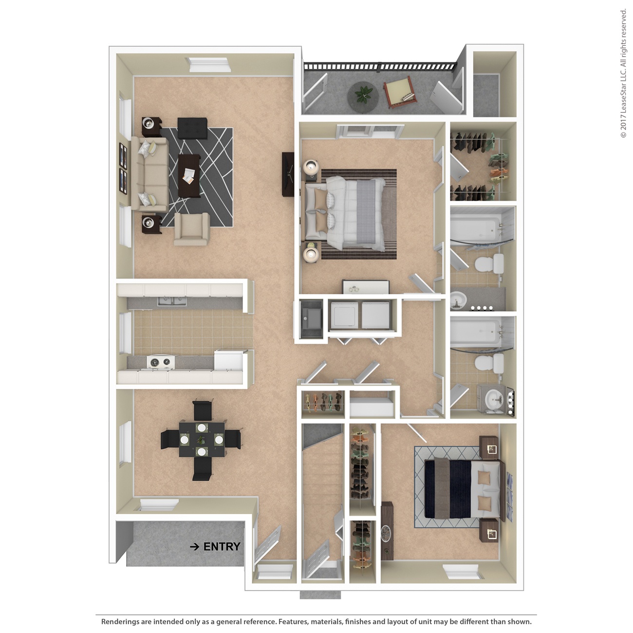 A floor plan of an apartment with a kitchen